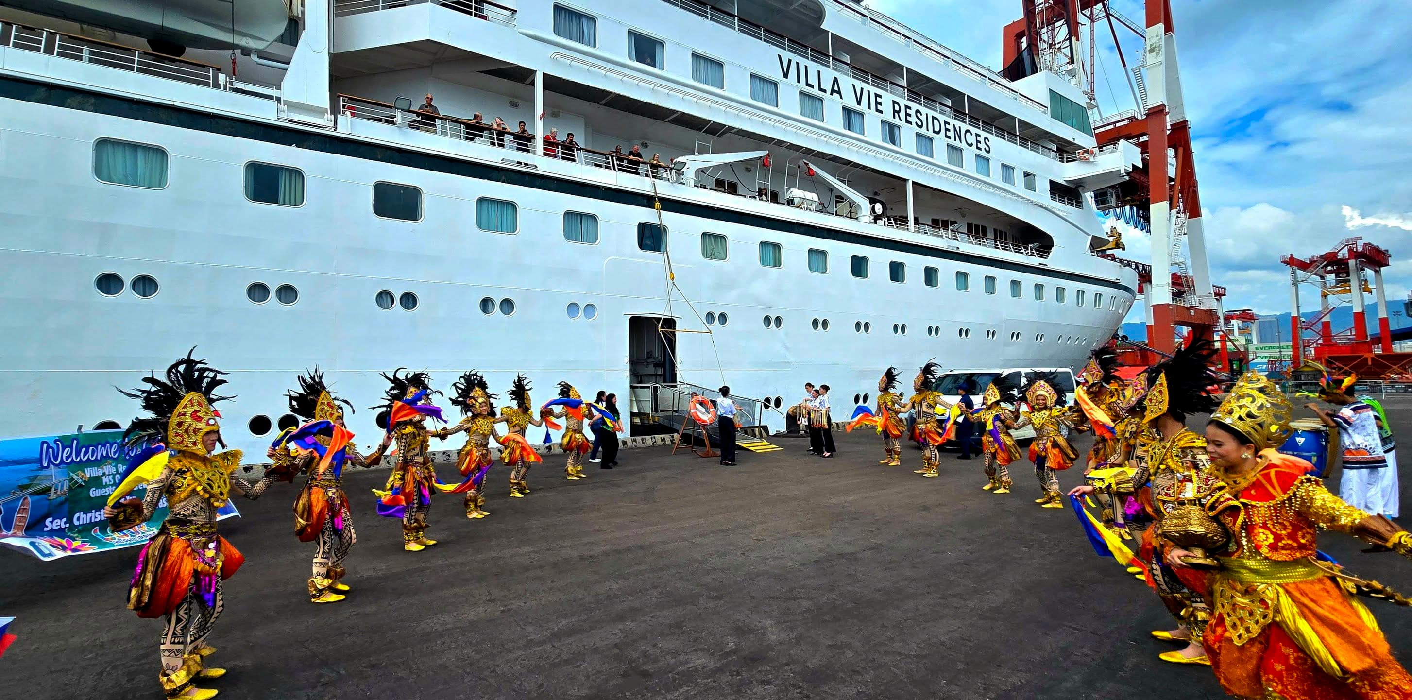 Residents gathering at a port event