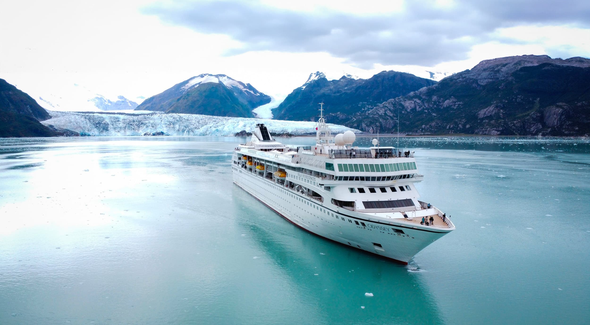 Odyssey sailing past glaciers