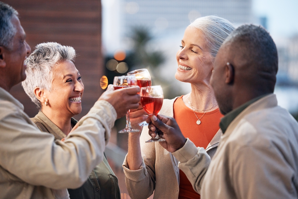 Happy friends celebrating retirement