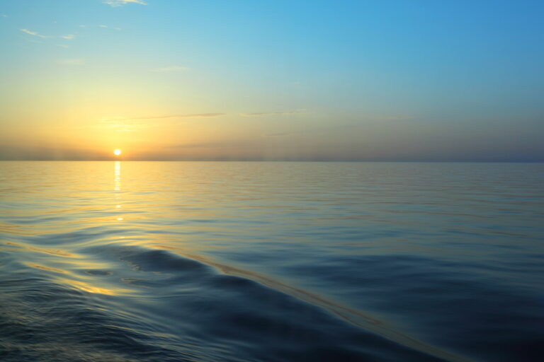 View of the ocean from the deck of a cruise ship