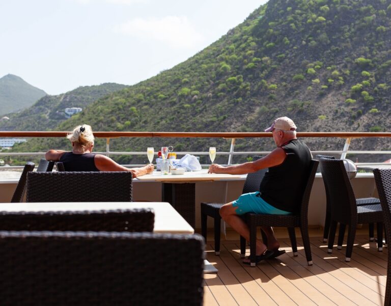 Retired couple on a cruise ship
